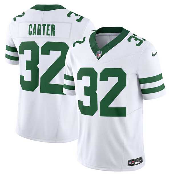 Mens New York Jets #32 Michael Carter White 2023 F.U.S.E. Vapor Limited Throwback Stitched Football Jersey